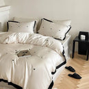 GobekUsa Luxe Heart Embroidered Bedding Set: 100% Lyocell Duvet Cover Set with Sheets