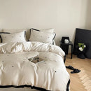 GobekUsa Luxe Heart Embroidered Bedding Set: 100% Lyocell Duvet Cover Set with Sheets