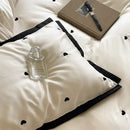 GobekUsa Luxe Heart Embroidered Bedding Set: 100% Lyocell Duvet Cover Set with Sheets