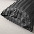 Luxe black satin jacquard pillow cover set bedroom stripe case by Decorbites