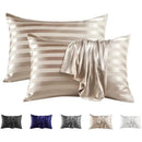 Luxe black satin jacquard pillow cover set bedroom stripe case by Decorbites