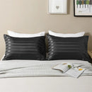Luxe black satin jacquard pillow cover set bedroom stripe case by Decorbites
