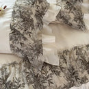 GobekUsa Luxe Lace Ruffles Wedding Bedding Set: Duvet Cover, Bed Sheet, 2 Pillowcases