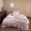 GobekUsa Luxe Lace Ruffles Wedding Bedding Set: Duvet Cover, Bed Sheet, 2 Pillowcases