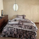 GobekUsa Luxe Lace Ruffles Wedding Bedding Set: Duvet Cover, Bed Sheet, 2 Pillowcases