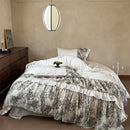 GobekUsa Luxe Lace Ruffles Wedding Bedding Set: Duvet Cover, Bed Sheet, 2 Pillowcases