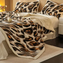 GobekUsa Luxe Leopard Rabbit Fur Blanket: Cozy Office & Sofa Throw, Skin-Friendly & Multi-Functional