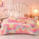 GobekUsa Luxe Mink Fleece Flannel Patchwork Quilt: Soft, Warm, & Cozy Gradient Bedclothes