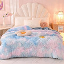 GobekUsa Luxe Mink Fleece Flannel Patchwork Quilt: Soft, Warm, & Cozy Gradient Bedclothes