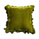 GobekUsa Luxe Orange Velvet Ruffled Euro Pillow Sham - French Style Elegance