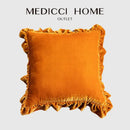 GobekUsa Luxe Orange Velvet Ruffled Euro Pillow Sham - French Style Elegance