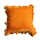 GobekUsa Luxe Orange Velvet Ruffled Euro Pillow Sham - French Style Elegance