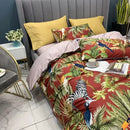 GobekUsa Luxury Egyptian Cotton Bedding Set - Flamingo Leaf Pattern