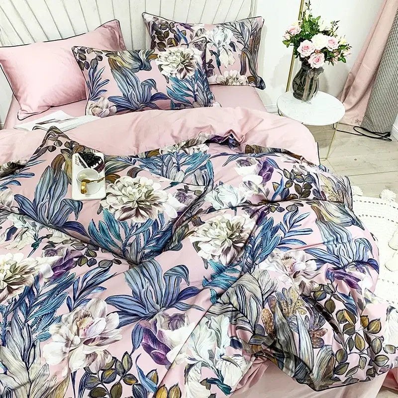 GobekUsa Luxury Egyptian Cotton Bedding Set - Flamingo Leaf Pattern, photo 38 of 40