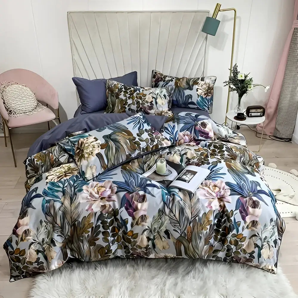 GobekUsa Luxury Egyptian Cotton Bedding Set - Flamingo Leaf Pattern, photo 9 of 40
