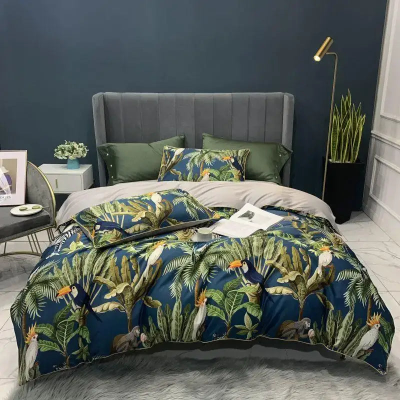 GobekUsa Luxury Egyptian Cotton Bedding Set - Flamingo Leaf Pattern, photo 14 of 40