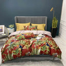 GobekUsa Luxury Egyptian Cotton Bedding Set - Flamingo Leaf Pattern