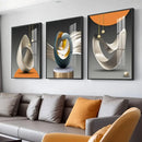 Modern geometric silver & gold canvas prints living room wall art by Decorbites