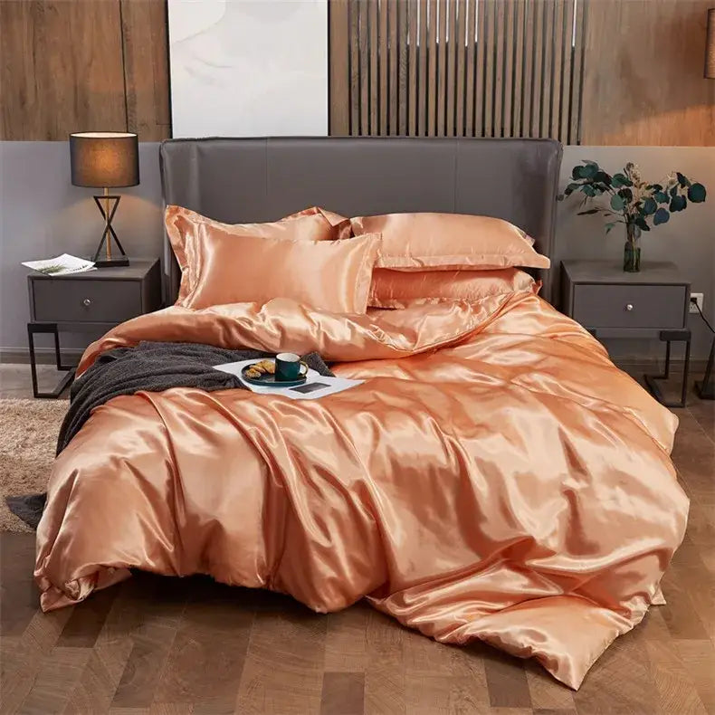 GobekUsa Luxury Solid Color Bedding Set - Rayon Satin - Twin/Queen/King - 2/3/4pcs, photo 38 of 40