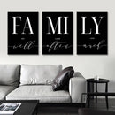 Modern black and white family wall art – living room luxury set by Decorbites