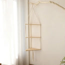 Boho beige 3 tier macrame wall hanging corner shelf bedroom decor by Decorbites