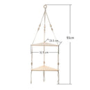 Boho beige 3 tier macrame wall hanging corner shelf bedroom decor by Decorbites