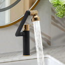 GobekUsa Matte Black & Gold Bathroom Faucet, Dual Water Modes
