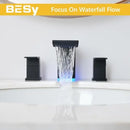 GobekUsa Matte Black LED Waterfall Bathroom Faucet