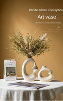 Modern cream matte ceramic vase set living room organic decor by Decorbites