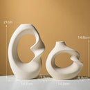Modern cream matte ceramic vase set living room organic decor by Decorbites
