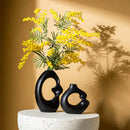 Modern cream matte ceramic vase set living room organic decor by Decorbites