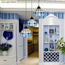 GobekUsa Mediterranean Cut Glass 3-Light Blue Multi Pendant Bowl Hanging Light Fixture - Perfect for Bedrooms