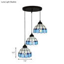 GobekUsa Mediterranean Cut Glass 3-Light Blue Multi Pendant Bowl Hanging Light Fixture - Perfect for Bedrooms