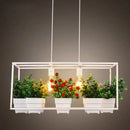 GobekUsa Metal 2-Head Rectangle Pendant Light Fixture for Restaurants with Hanging Artificial Bonsai