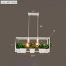 GobekUsa Metal 2-Head Rectangle Pendant Light Fixture for Restaurants with Hanging Artificial Bonsai