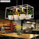 GobekUsa Metal 2-Head Rectangle Pendant Light Fixture for Restaurants with Hanging Artificial Bonsai