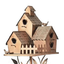 Ornate copper birdhouse garden stakes outdoor decor by Decorbites
