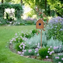 Ornate copper birdhouse garden stakes outdoor decor by Decorbites