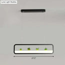 GobekUsa Metal LED Hanging Light for Restaurants: Artistic Rectangle Island Lamp with Imitation Succulents Deco