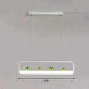GobekUsa Metal LED Hanging Light for Restaurants: Artistic Rectangle Island Lamp with Imitation Succulents Deco