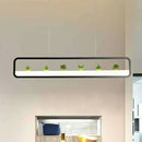 GobekUsa Metal LED Hanging Light for Restaurants: Artistic Rectangle Island Lamp with Imitation Succulents Deco