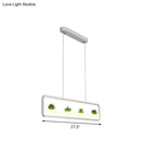 GobekUsa Metal LED Hanging Light for Restaurants: Artistic Rectangle Island Lamp with Imitation Succulents Deco