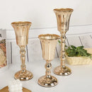 Elegant gold metal trumpet vase dining room wedding centerpiece decor by Decorbites