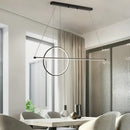 GobekUsa Metallic Circle and Line LED Restaurant Light in Black – Modern Island Lighting