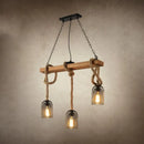 GobekUsa Metallic Dome Hanging Lamp: Antique Island Chandelier with Hemp Rope & Wood Accents