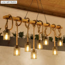 GobekUsa Metallic Dome Hanging Lamp: Antique Island Chandelier with Hemp Rope & Wood Accents