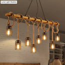 GobekUsa Metallic Dome Hanging Lamp: Antique Island Chandelier with Hemp Rope & Wood Accents
