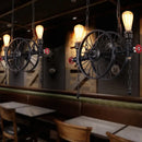 GobekUsa Metallic Pendant Light: Antique 3-Head Wagon Wheel Design for Restaurants and Hanging Islands, with Decorative Valve