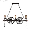 GobekUsa Metallic Pendant Light: Antique 3-Head Wagon Wheel Design for Restaurants and Hanging Islands, with Decorative Valve