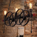GobekUsa Metallic Pendant Light: Antique 3-Head Wagon Wheel Design for Restaurants and Hanging Islands, with Decorative Valve